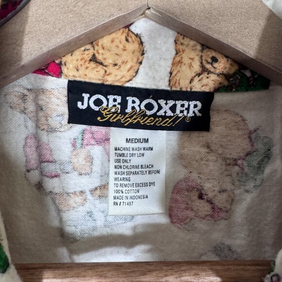 Joe Boxer Womens Flannel Christmas Bear Nightshirt Gown Size M Button Down 90's - Picture 6 of 6